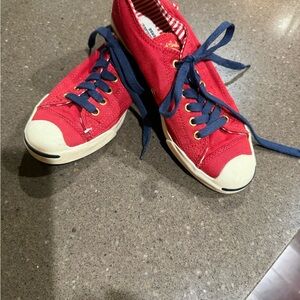 Converse Jack Purcell Red Canvas Low Top Sneakers With Box